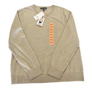 Katherine Barclay 100% Merino Wool Size XL Pit 22" Crew Neck Sweater Mushroom